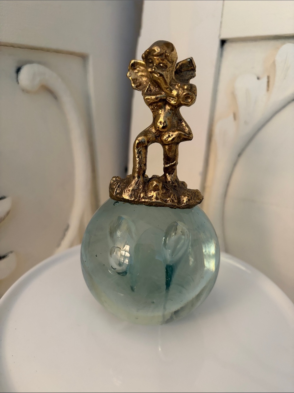 Gold Cherub Glass Sphere Decorative Accent - Home Accents